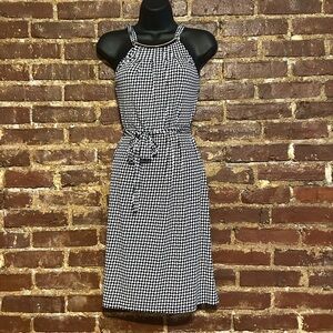 MICHAEL Michael Kors Black & White Pattern Gold Hardware Midi Dress Size S